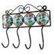 Turquoise With Green Leaf Ceramic Floral Tile Hook